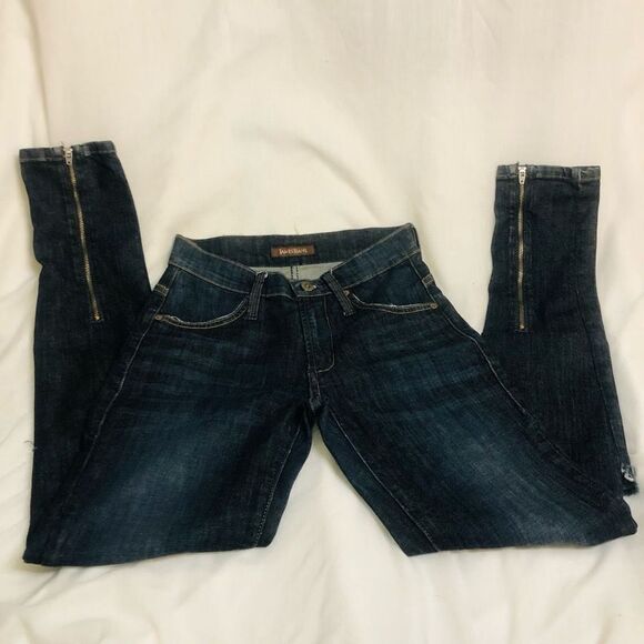 WOMENS JAMES JEANS DARK WASH BACK ZIP SKINNY STRAIGHT SAMPLE JEANS SIZE 25 MADE - Picture 4 of 10